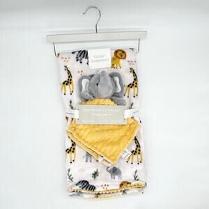 SL Home Fashions Safari Park Yellow Elephant Baby Blanket & Security Lovey Set